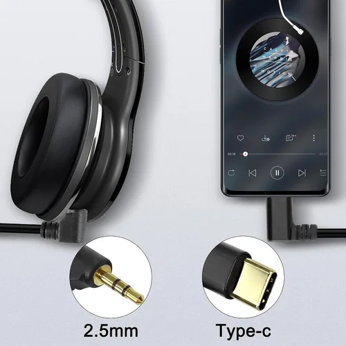 Vista 5 de XMSJSIY Cable de audio tipo C a 0.098 in USB C macho a 0.098 in TRS 3 polos macho AUX 90 grados ángulo recto conector de repuesto para auriculares