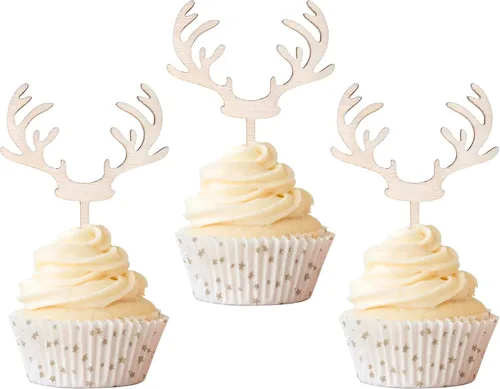 Vista 20 de Rsstarxi Paquete de 24 Adornos para Cupcakes Oh Baby de Navidad con Purpurina, Sombreros de Navidad, Palillos para Cupcakes de Baby Shower para Baby