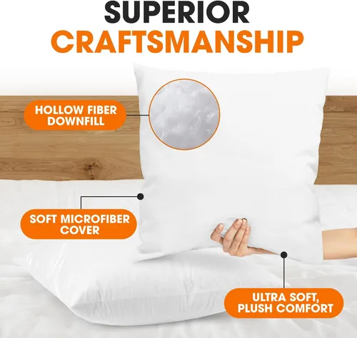 Vista 6 de Cheer Collection Almohadas decorativas cuadradas para cama y sofá, 26 x 26 pulgadas, con funda, rellenos de almohada perfectos para almohadas