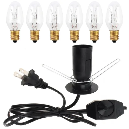 Vista 9 de RTNLIT Cable de repuesto para lámpara de sal, cable de luz nocturna con enchufe de bombilla E12, enchufe de interruptor giratorio para accesorios