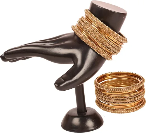 Vista 3 de Touchstone Pulsera india de Bollywood Kundan con aspecto de Kundan grabado a mano, malla de metal pelado, alambres trenzados, diamantes