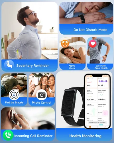 Vista 7 de Pulsera inteligente para hombres y mujeres, rastreador de actividad de salud, monitor de presión arterial continua/frecuencia cardíaca 24/7, monitor
