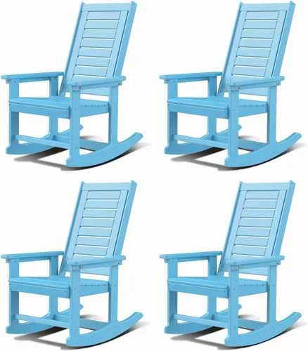Vista 48 de GREENVINES Oversized Outdoor Rocking Chair, HDPE Rocker, Aqua