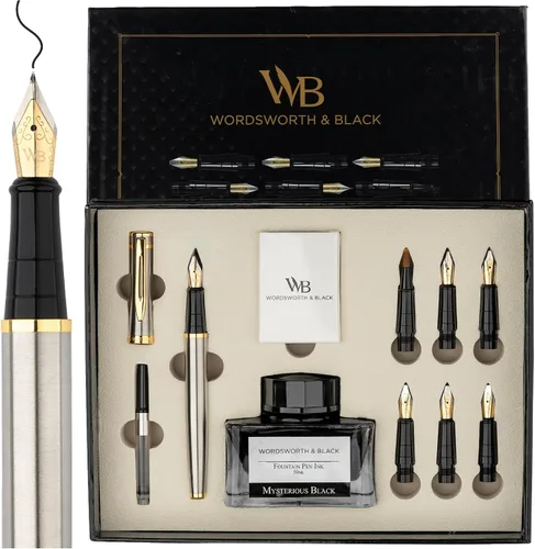 Vista 18 de Wordsworth & Black Luxury Calligraphy Pen Set for Writing, 6 Nibs,All Black Todo negro