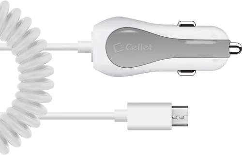 Vista 4 de Cellet Cargador de coche USB dual de 2.4 amperios de carga rápida con cable micro USB de 6 pies compatible con LG Aristo 2 Plus Enlighten Optimus