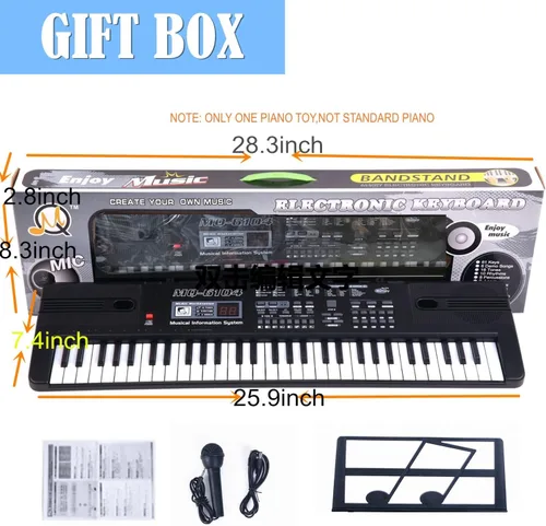 Vista 3 de SEMART teclado Piano digital piano eléctrico portátil teclado de música electrónica de 61 teclas juguete para niños principiantes niños pequeños