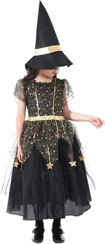 Vista 3 de JUST FOR PARTY Little Girl Halloween Witch Dress Costume, Child