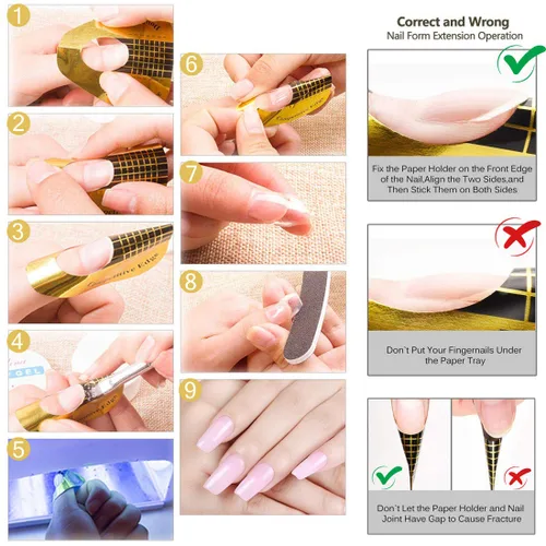 Vista 5 de KINGMAS 100 calcomanías de guía de formas de uñas, números marcados para uñas, calcomanías de uñas acrílicas, puntas de extensión de gel