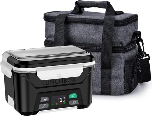 Vista 10 de EAST OAK Fiambrera eléctrica inalámbrica para adultos, lonchera calentada a pilas con calefacción automática, calentador de alimentos portátil