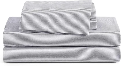 Vista 38 de Tommy Hilfiger - Sábanas para cama individual, ropa de cama de percal de algodón crujiente y fresca con funda de almohada a juego, juego de cama