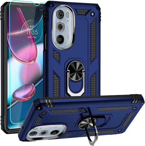 Vista 10 de Androgate Funda para Moto Edge Plus 2022 con protector de pantalla HD, soporte de anillo de metal de grado militar con soporte de soporte de 15 pies