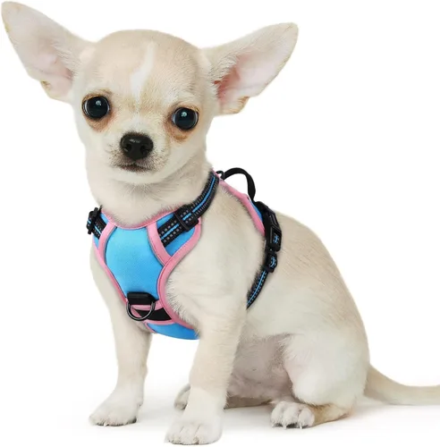 Vista 76 de Eagloo Arnés para perro pequeño, sin tirones, chaleco de servicio con tiras reflectantes y asa de control, ajustable y cómodo para caminar, arnés