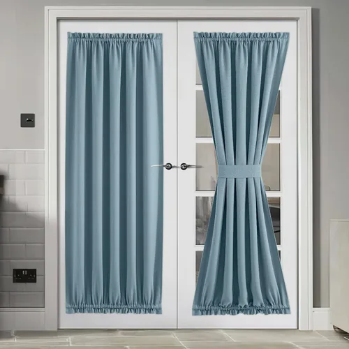 Vista 70 de NICETOWN Cortinas de Lino para Puerta Lateral - Cortinas Opacas con Aislamiento Térmico para Puerta Delantera Francesa para Sombra Pequeña