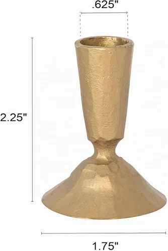 Vista 2 de Creative Co-Op Soporte cónico de metal fundido forjado a mano antiguo, dorado