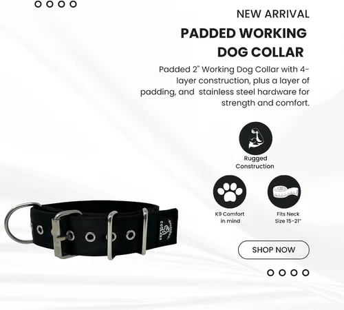 Vista 3 de SparkDog - Collar acolchado para perro, 2 pulgadas de ancho, nailon de 4 capas, correas para cinturón de seguridad, accesorios de acero inoxidable