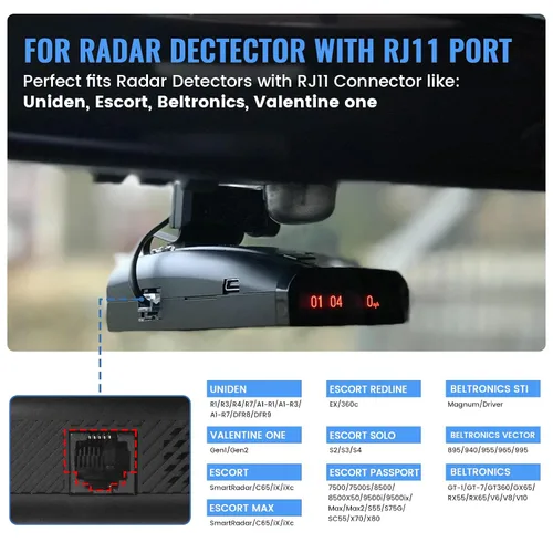 Vista 2 de EWAY Kit de cableado rígido para detector de radar, enchufe RJ11, kit de cableado directo de cable para detectores de radar, cable de alimentación