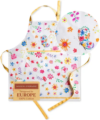 Vista 1185 de Maison d' Hermine Delantales para mujer con bolsillo, 100% algodón (27.50 x 31.50 pulgadas)