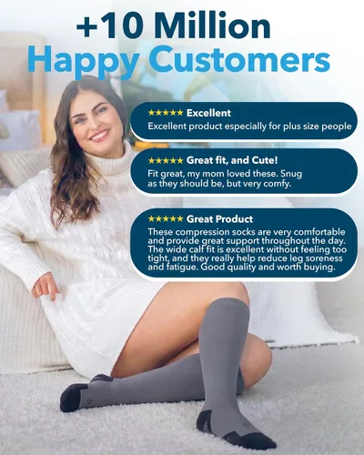 Vista 6 de Doctor's Select® Plus Size Compression Socks for Women Wide Calf - 3 Pairs