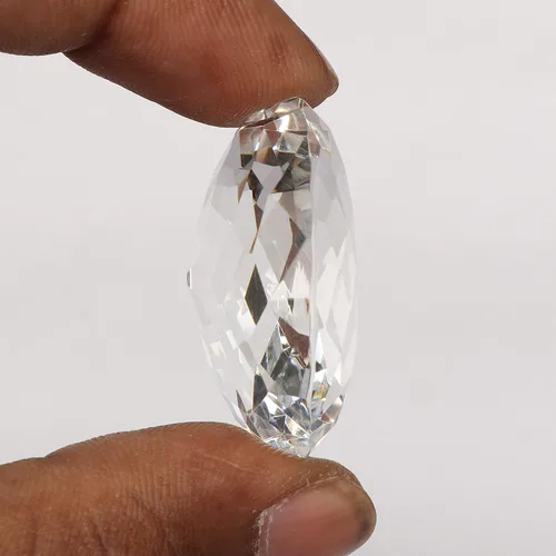 Vista 3 de REAL-GEMS 77.00 Ct Topacio Blanco Forma Ovalada Piedra Preciosa Suelta, Gema Cristal Piedra rhinestone, hidrotermal - topacio blanco