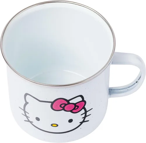 Vista 3 de Silver Buffalo Sanrio Hello Kitty Taza de café de cerámica esmaltada estilo cámper, 21 onzas 0.62 Liters Hello Kitty Hello