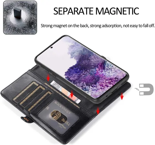 Vista 6 de Asuwish Funda para Samsung Galaxy S20 Plus/S20 Plus 5G - Funda con tapa con cartera, protector de pantalla de vidrio templado, correa