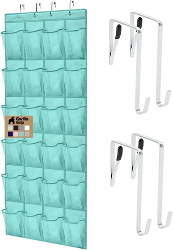 Vista 11 de Gorilla Grip - Zapatero para colgar en la puerta, 24 bolsillos de malla para sostener hasta 40 libras, organizador para parte trasera del armario