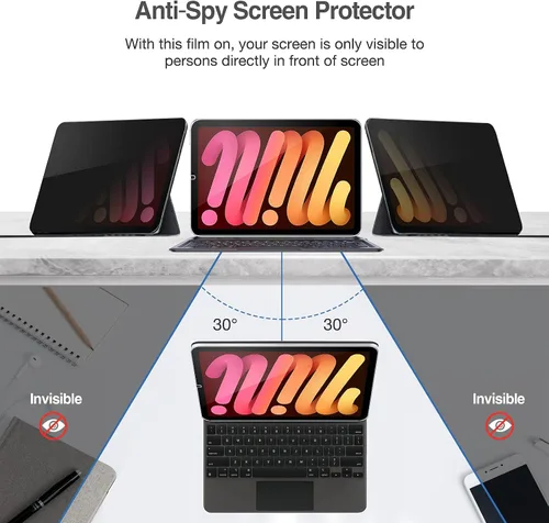 Vista 3 de ProCase Protector de pantalla de privacidad para iPad Mini 7ª (A17 Pro) 2024/Mini 6ª generación de 8.3 pulgadas 2021, protector de película