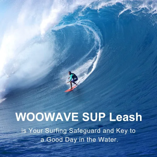 Vista 7 de WOOWAVE Correa SUP de 11 pies en espiral para tabla de remo para tabla de surf, correa de tobillo con funda impermeable para billetera/teléfono