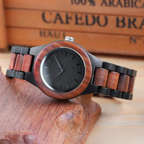 Vista 29 de Dentily Relojes de madera natural para mujer, reloj de cuarzo hecho a mano, reloj de pulsera único deportivo para mujer