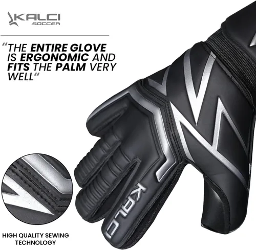 Vista 5 de Kalci Guantes de portero de fútbol con acolchado de espuma de látex para niños/adultos, protección de dedos transpirables, guantes de portero