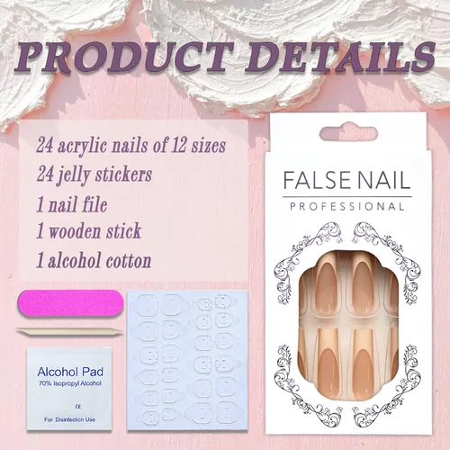 Vista 3 de Uñas postizas cuadradas largas con punta francesa SWEKKE amarilla, uñas postizas de cobertura completa con diseños, uñas postizas de color amarillo