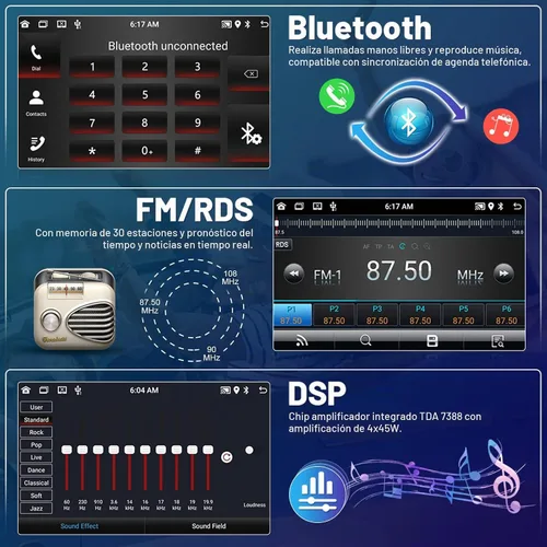 Vista 6 de Roinvou [2G+64G] Radio de coche Android para Toyota Corolla EX 2005-2012