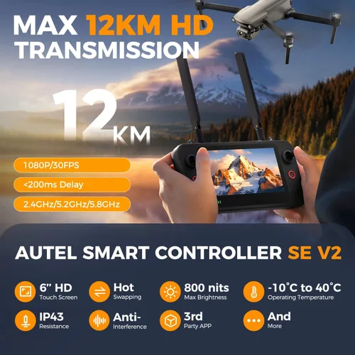 Vista 8 de Autel Robotics EVO Lite 640T Enterprise Basic Combo, 640x512 T ~ hermal&1/2'' CMOS 48MP V ~ isible C-a-mera, reconocimiento de objetivos AI, zoom