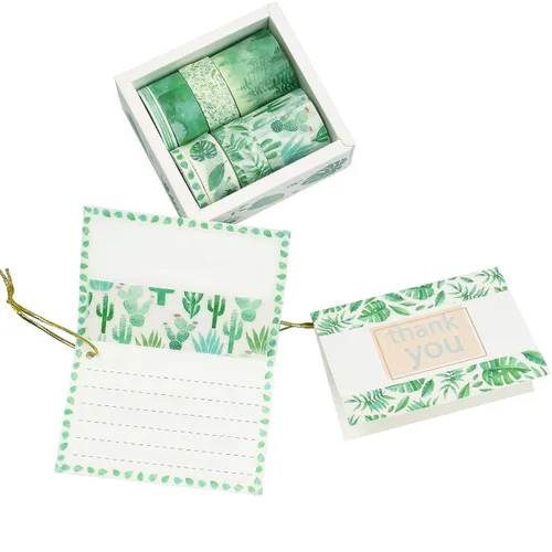 Vista 6 de Cinta Washi verde de 8 rollos