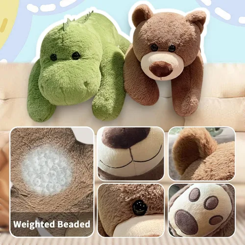 Vista 2 de Oso de peluche con peso de 3.5 libras, almohada de animales de felpa con peso de 24 pulgadas, bonitos juguetes de peluche kawaii, regalos