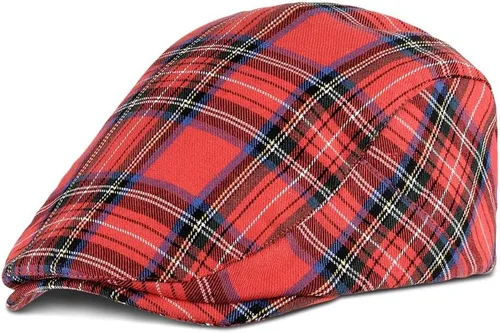 Vista 6 de Gorra plana a cuadros para mujer Ivy Gastby Cabbie Gorra unisex de algodón Newsboy