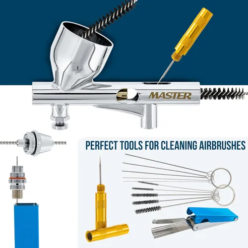 Vista 7 de Master Airbrush Cool Runner II Kit de sistema de compresor de tanque de aire de doble ventilador con kit profesional de aerógrafo de gravedad G233