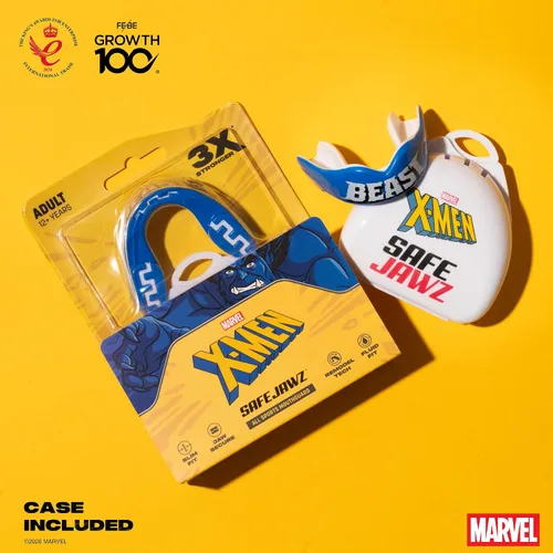 Vista 6 de Marvel Protector bucal deportivo, protector bucal de doble capa para adultos y jóvenes con estuche (bestia, junior (hasta 11 años)) Youth <11