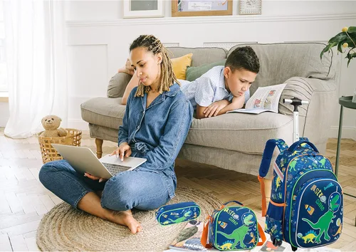 Vista 8 de Mochila con ruedas para niños y niñas con ruedas Blue-konglong