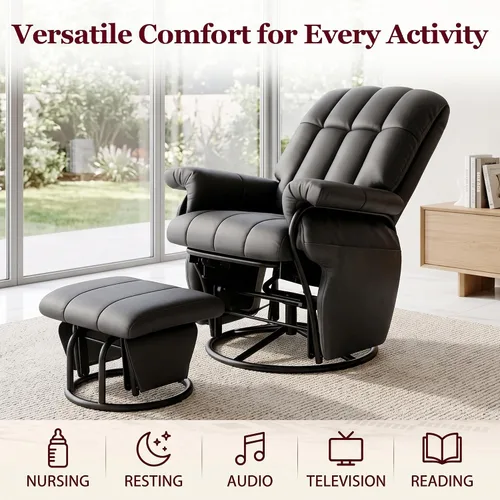 Vista 7 de HOPUBUY Silla reclinable giratoria de 360° con bolsillos laterales dobles