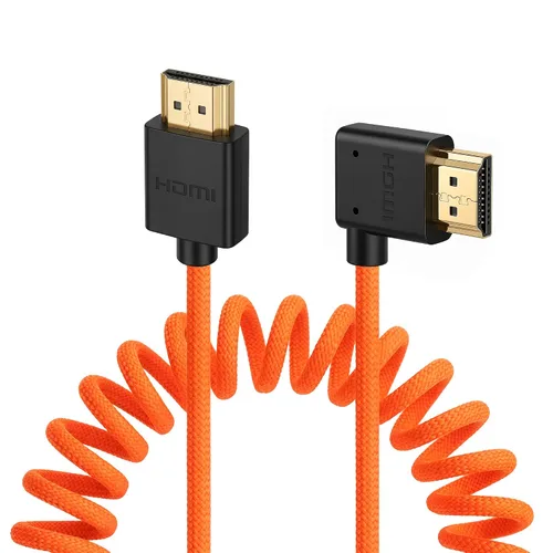 Vista 18 de 8K HDMI a abajo HDMI de alta velocidad negro en espiral trenzado cable para Sony A7S3 FX3 FX9 Canon C70 Z CAM E2 cámara Atomos Ninja V Shinobi Cable