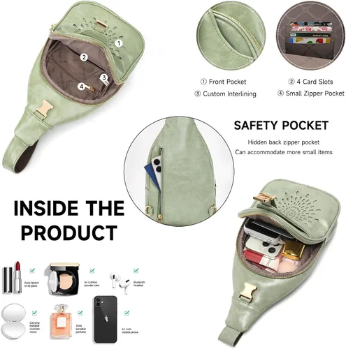 Vista 4 de APHISON Bolso bandolera para mujer, riñonera cruzada para mujer, mochila pequeña de moda con correa de guitarra