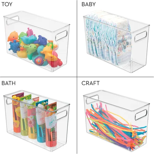 Vista 7 de iDesign - Contenedor de almacenamiento de plástico transparente y delgado para baño, organizador alto y estrecho para lociones, cremas y artículos