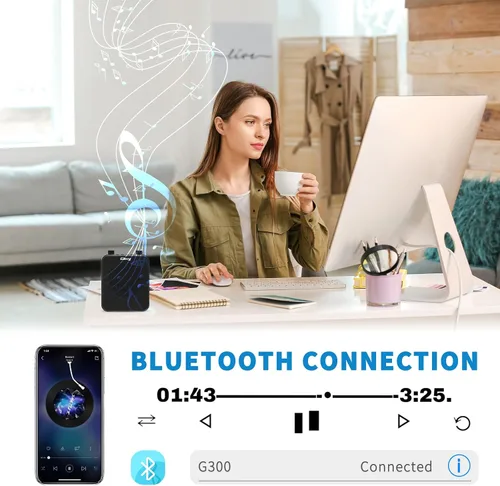 Vista 6 de Amplificador de voz portátil de 30 W con auriculares con micrófono cableado, sistema PA recargable de 2800 mAh, altavoz con micrófono personal