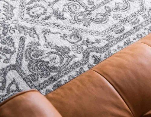 Vista 6 de Unique Loom Boston Collection - Alfombra de área con medallón (2 x 8 pies, color blanco y gris)