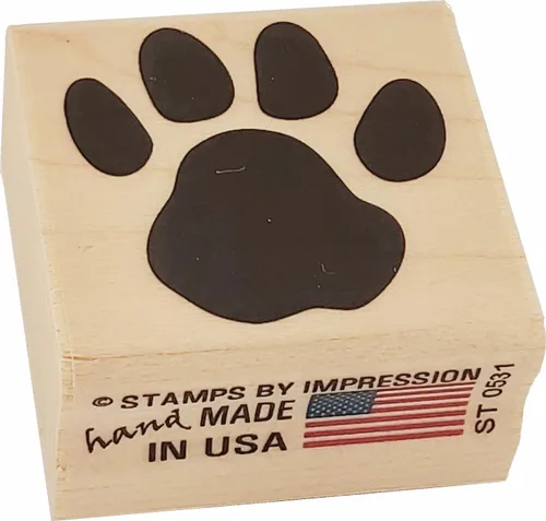 Vista 4 de Sello de goma con estampado de pata de león y tigre de gato, 1" x 1.25", #ST0200