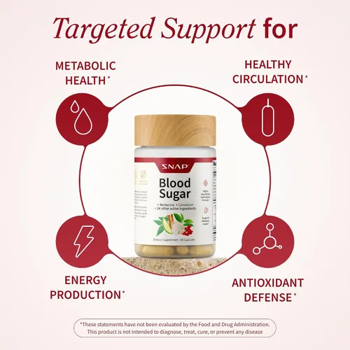 Vista 5 de Snap Supplements Mezcla de azúcar en sangre con berberina, CoQ10, canela, ácido alfa lipoico y Gymnema para apoyar el azúcar en sangre ya saludable