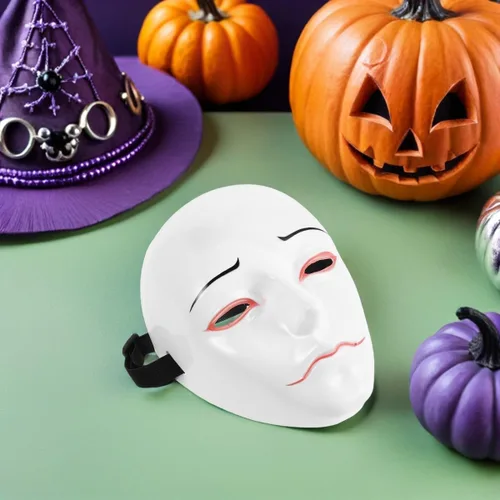 Vista 6 de Costume Mask Pvc Material White Full Face for Adults with Soft Inner Lining and Comfortable Fit for Role Playing and Themed Parties