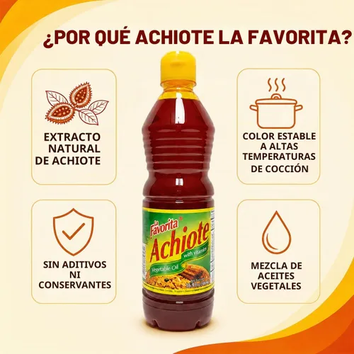Vista 3 de LA FAVORITA Aceite vegetal con ANNATO 16.9 onzas