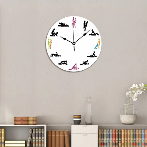 Vista 6 de ArogGeld Reloj de madera sexual, 12 posiciones, reloj de pared de madera, regalo del día de San Valentín, relojes decorativos de madera A-1